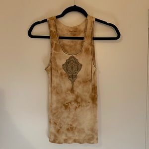 Tie dye Tank Top with Embroidery and Key Tassel